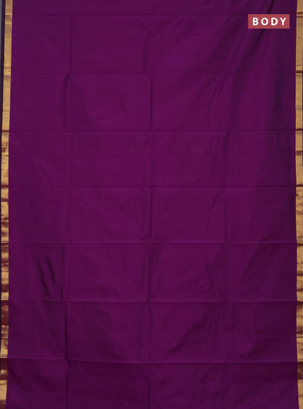 Arani semi silk saree purple with plain body and zari woven border