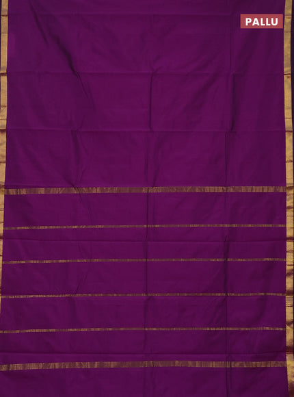 Arani semi silk saree purple with plain body and zari woven border