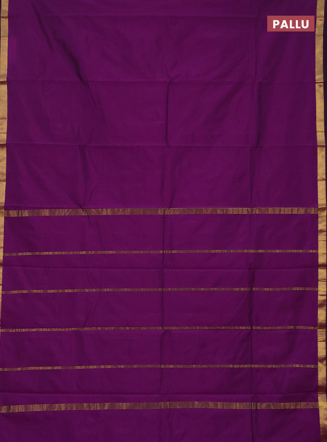 Arani semi silk saree purple with plain body and zari woven border