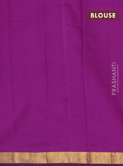 Arani semi silk saree purple with plain body and zari woven border