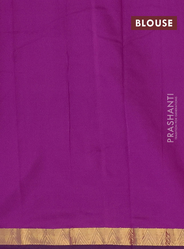 Arani semi silk saree purple with plain body and zari woven border