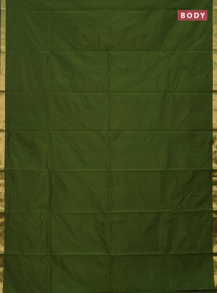 Arani semi silk saree sap green with plain body and zari woven border