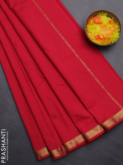Arani semi silk saree pink with plain body and zari woven border