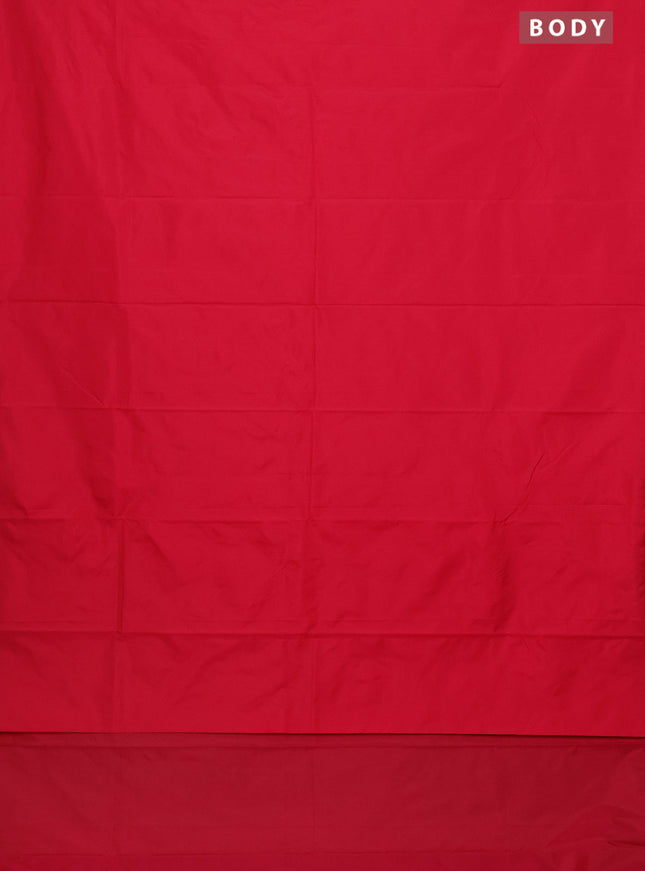 Arani semi silk saree pink with plain body and zari woven border