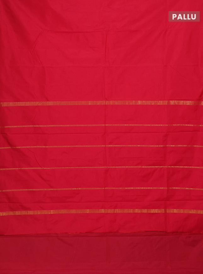 Arani semi silk saree pink with plain body and zari woven border