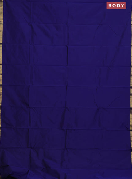 Arani semi silk saree blue with plain body and zari woven border