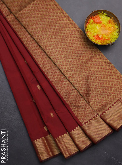 Arani semi silk saree maroon with zari woven buttas and zari woven border