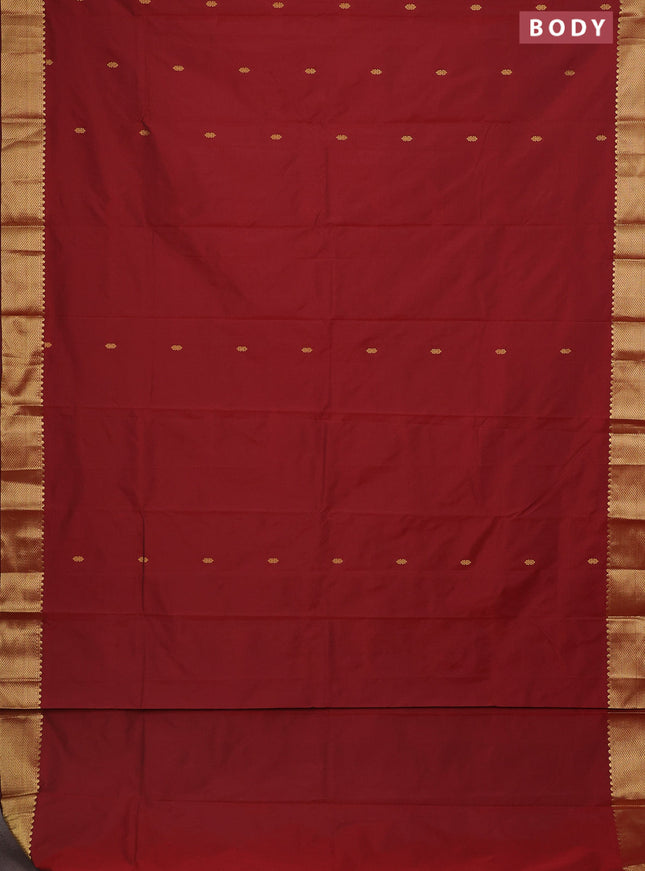 Arani semi silk saree maroon with zari woven buttas and zari woven border