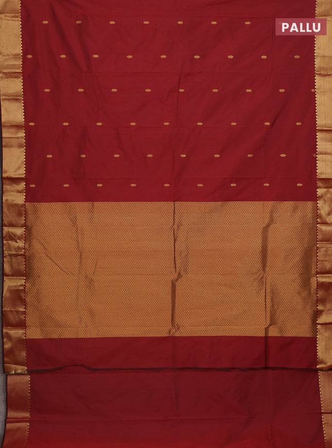 Arani semi silk saree maroon with zari woven buttas and zari woven border