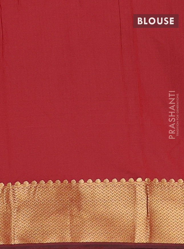 Arani semi silk saree maroon with zari woven buttas and zari woven border
