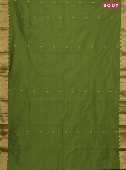 Arani semi silk saree sap green with zari woven buttas and zari woven border