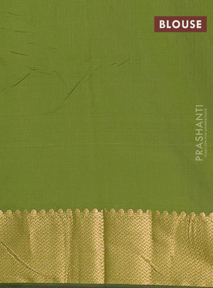 Arani semi silk saree sap green with zari woven buttas and zari woven border