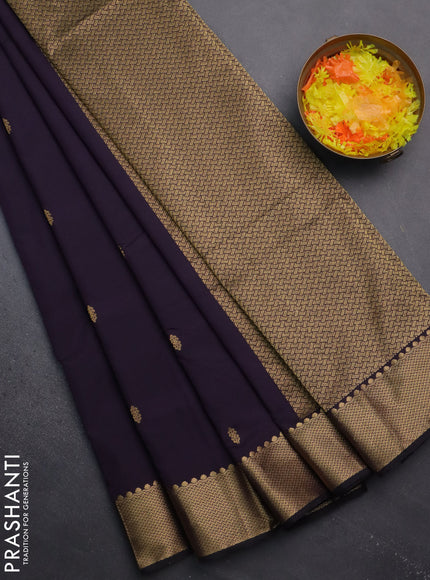 Arani semi silk saree jamun shade with zari woven buttas and zari woven border