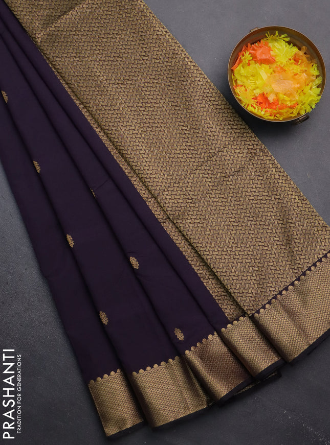 Arani semi silk saree jamun shade with zari woven buttas and zari woven border