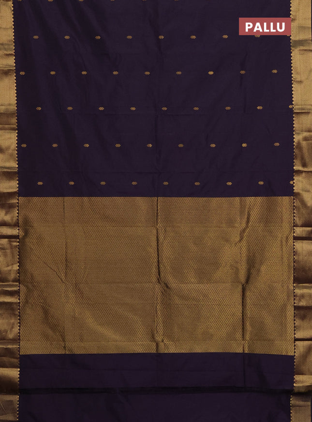 Arani semi silk saree jamun shade with zari woven buttas and zari woven border