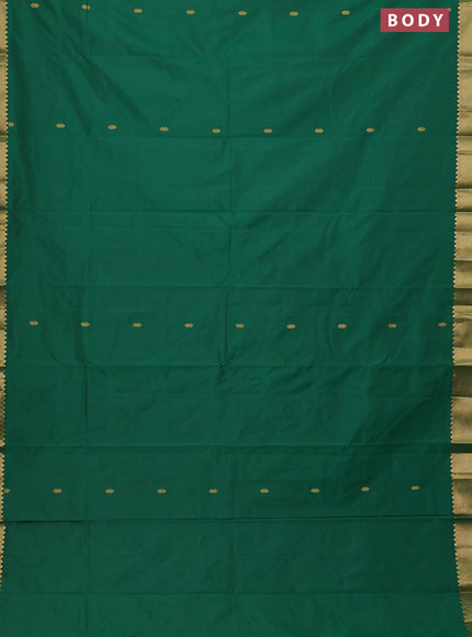 Arani semi silk saree green with zari woven buttas and zari woven border