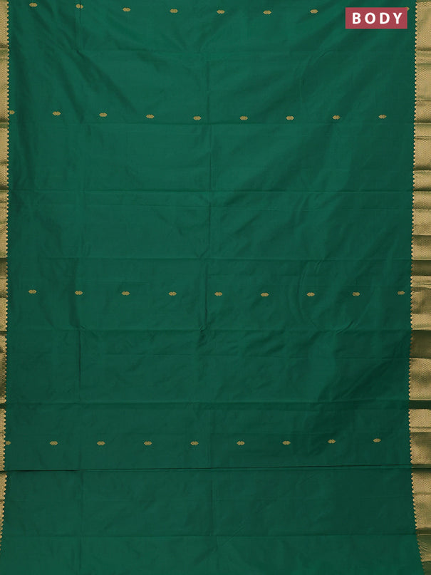 Arani semi silk saree green with zari woven buttas and zari woven border