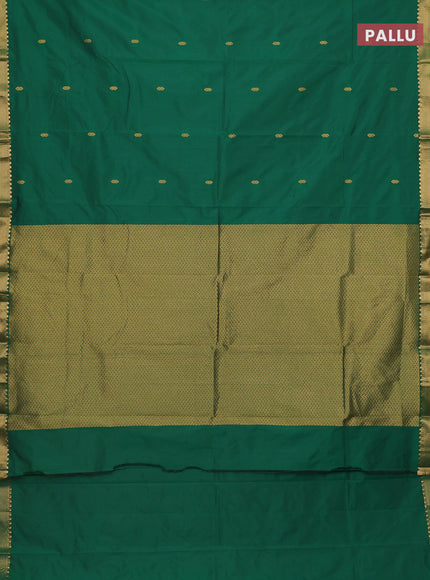 Arani semi silk saree green with zari woven buttas and zari woven border