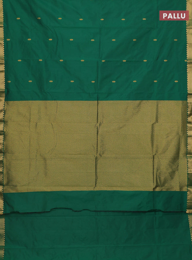 Arani semi silk saree green with zari woven buttas and zari woven border