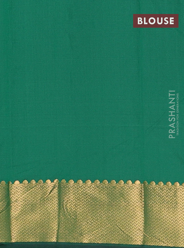 Arani semi silk saree green with zari woven buttas and zari woven border