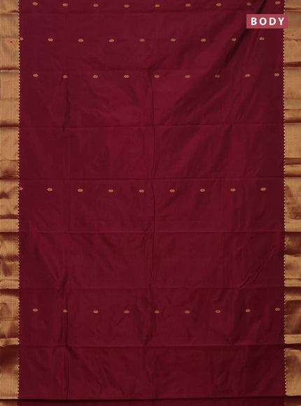 Arani semi silk saree dark magenta pink with zari woven buttas and zari woven border