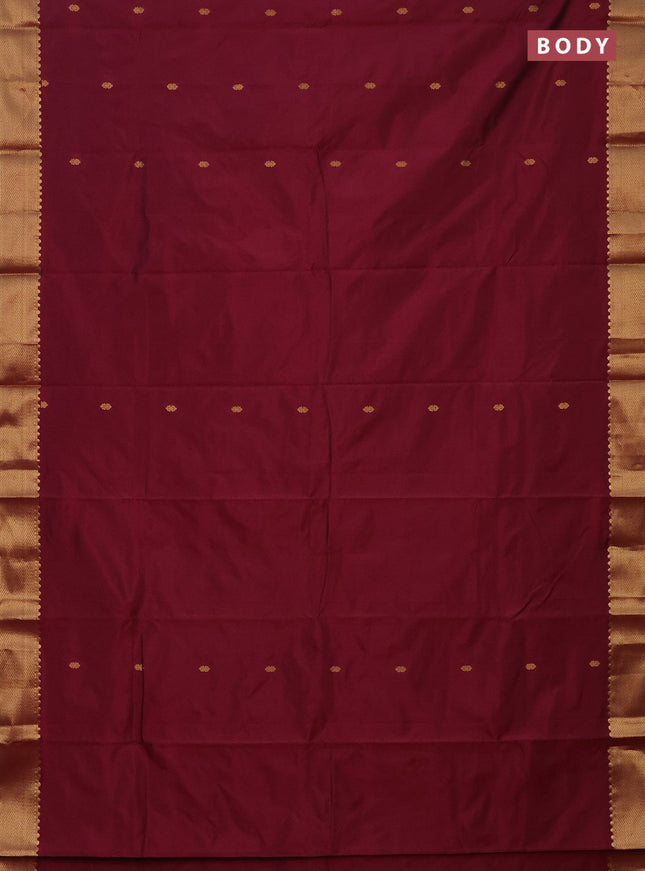 Arani semi silk saree dark magenta pink with zari woven buttas and zari woven border