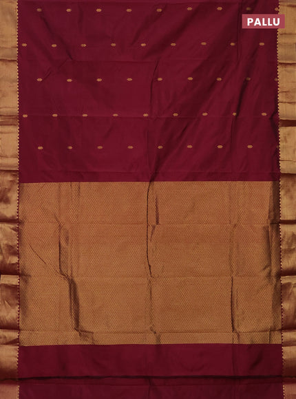 Arani semi silk saree dark magenta pink with zari woven buttas and zari woven border