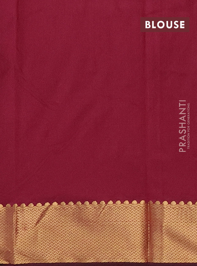 Arani semi silk saree dark magenta pink with zari woven buttas and zari woven border