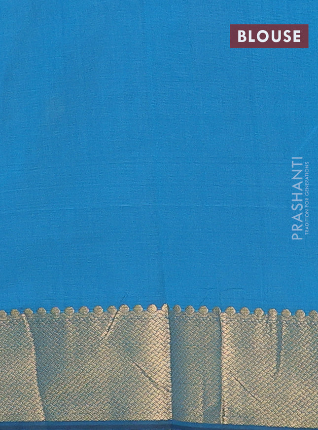 Arani semi silk saree peacock blue with zari woven buttas and zari woven border