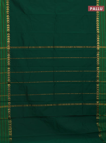 Arani semi silk saree green and light green with plain body and paisley zari woven simple border