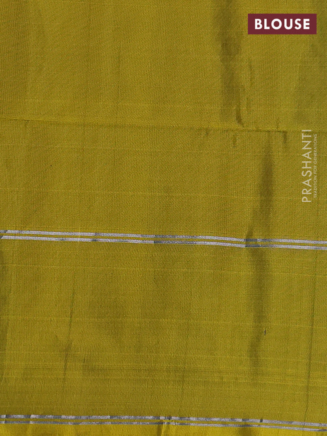 Pure soft silk saree grey and yellow with silver zari woven buttas and rettapet zari woven border
