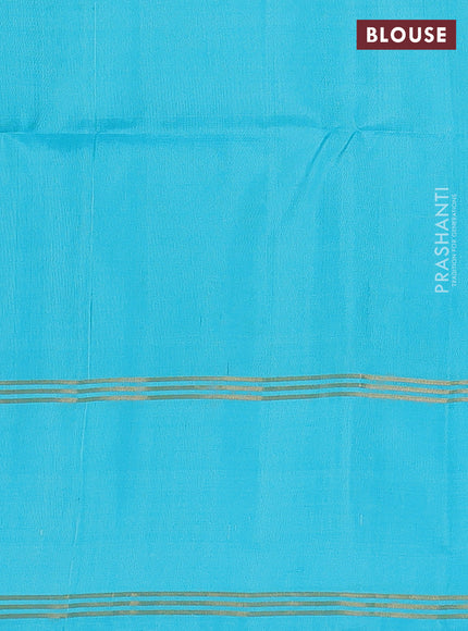 Pure soft silk saree teal blue with zari woven buttas and rettapet zari woven border
