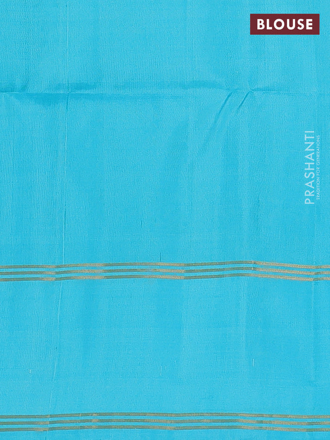 Pure soft silk saree teal blue with zari woven buttas and rettapet zari woven border