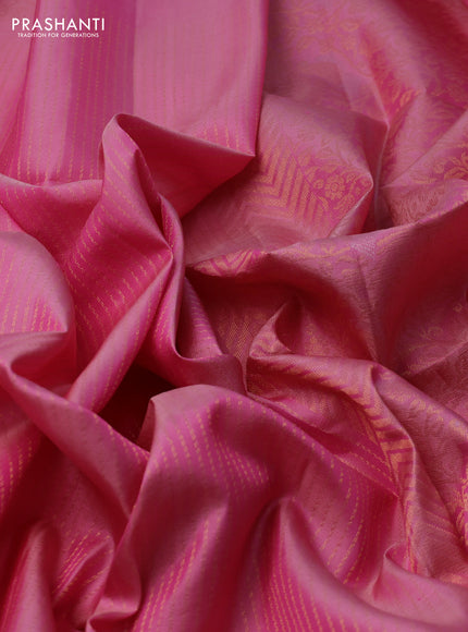 Pure soft silk saree light pink with allover zari weaves and zari woven butta border