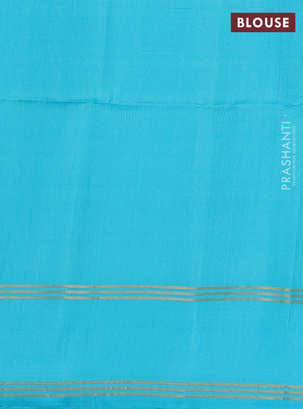 Pure soft silk saree light green and teal blue with zari woven buttas and rettapet zari woven border