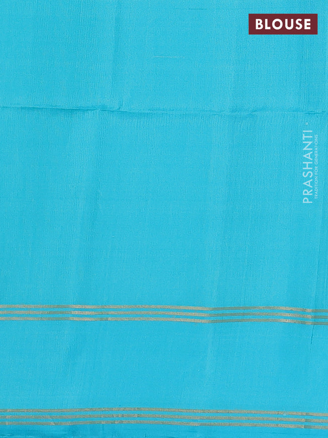 Pure soft silk saree light green and teal blue with zari woven buttas and rettapet zari woven border