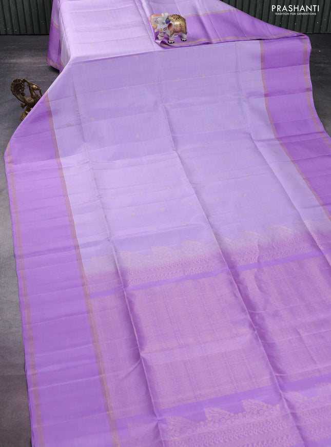 Pure soft silk saree lavender with zari woven floral buttas and rettapet zari woven border