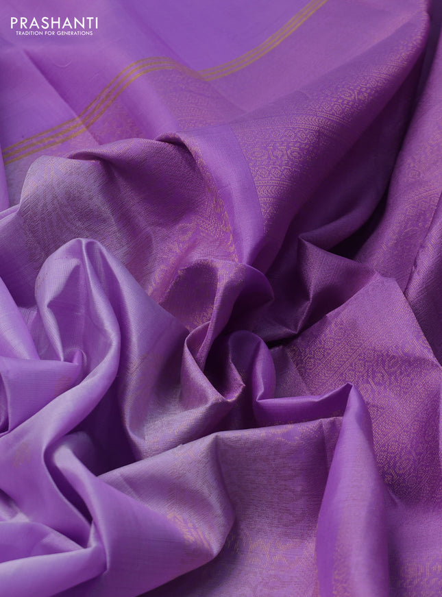Pure soft silk saree lavender with zari woven floral buttas and rettapet zari woven border