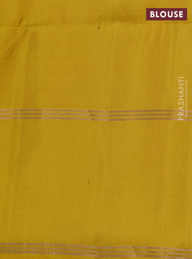 Pure soft silk saree beige and yellow with allover zari weaves and rettapet zari woven border