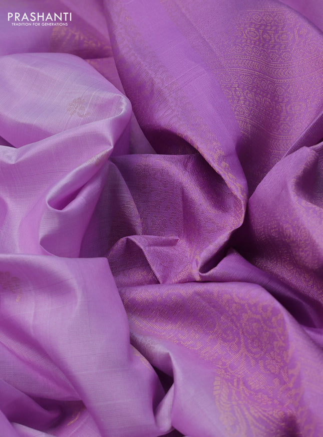 Pure soft silk saree lavender with zari woven floral buttas and rettapet zari woven border
