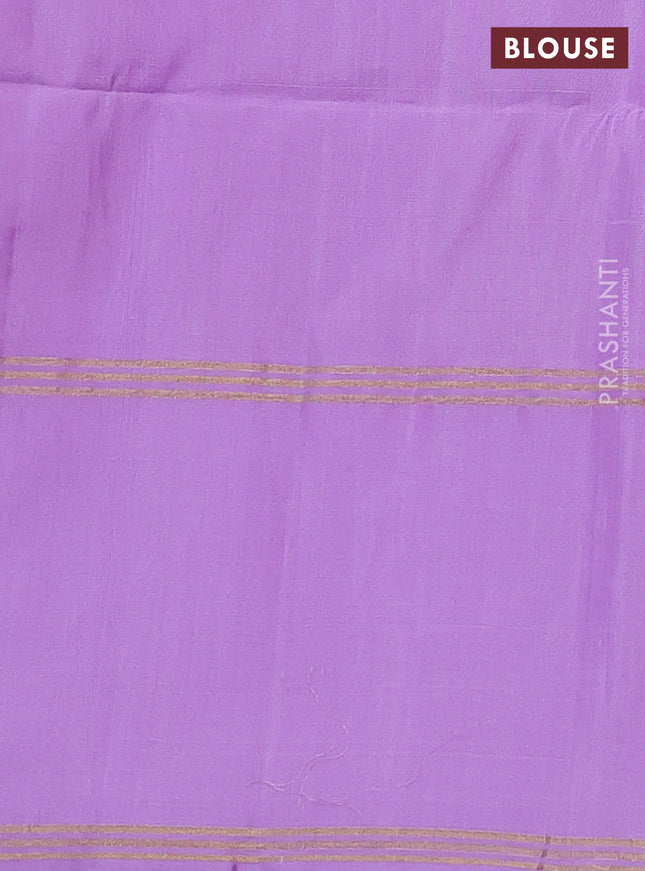 Pure soft silk saree lavender with zari woven floral buttas and rettapet zari woven border