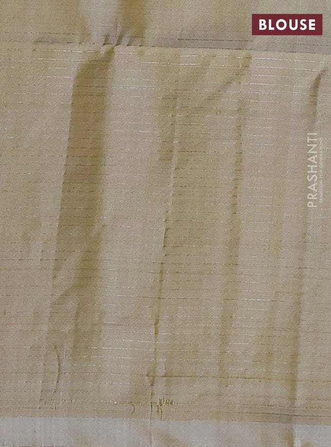 Pure soft silk saree beige with allover zari woven buttas and zari woven border