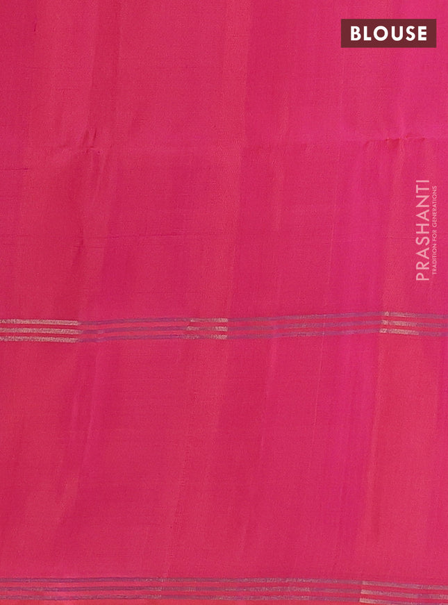 Pure soft silk saree dual shade of pinkish orange and pink with zari woven floral buttas and rettapet zari woven border