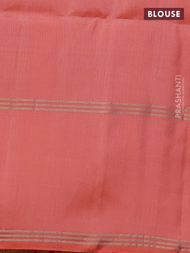 Pure soft silk saree pastel peach and orange with zari woven floral buttas and rettapet zari woven border