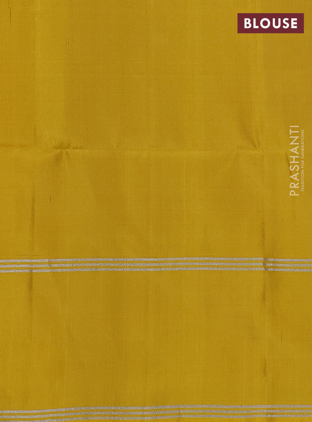 Pure soft silk saree cream and yellow with silver zari woven buttas and rettapet silver zari woven border