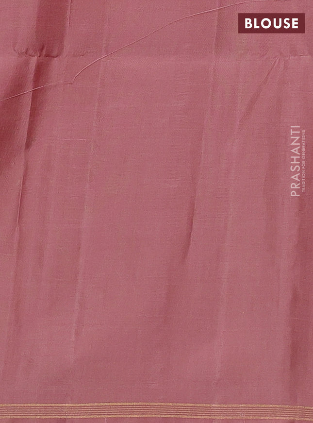Pure soft silk saree pastel peach with allover zari weaves and zari woven butta border