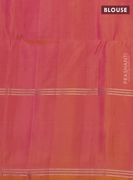 Pure soft silk saree dual shade of pink with allover zari weaves and rettapet zari woven border