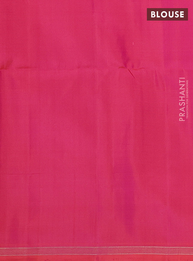Pure soft silk saree dual shade of pinkish orange with allover zari weaves and zari woven butta border