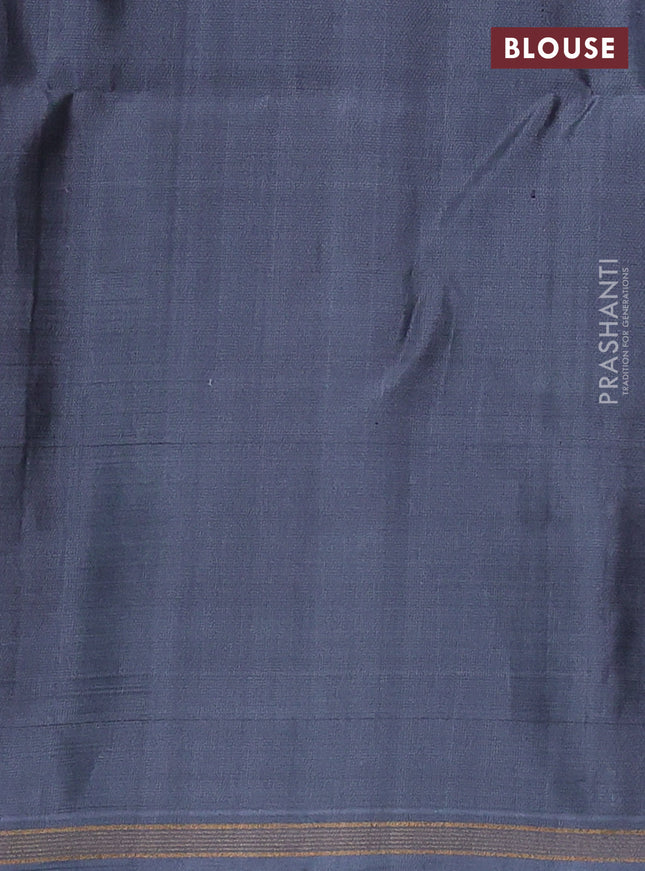 Pure soft silk saree grey with allover zari weaves and zari woven butta border