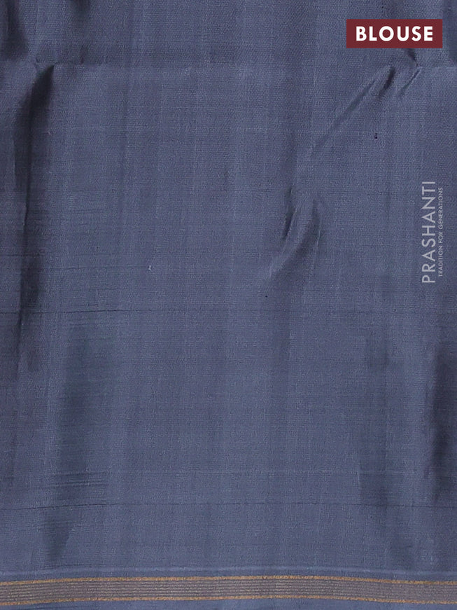 Pure soft silk saree grey with allover zari weaves and zari woven butta border